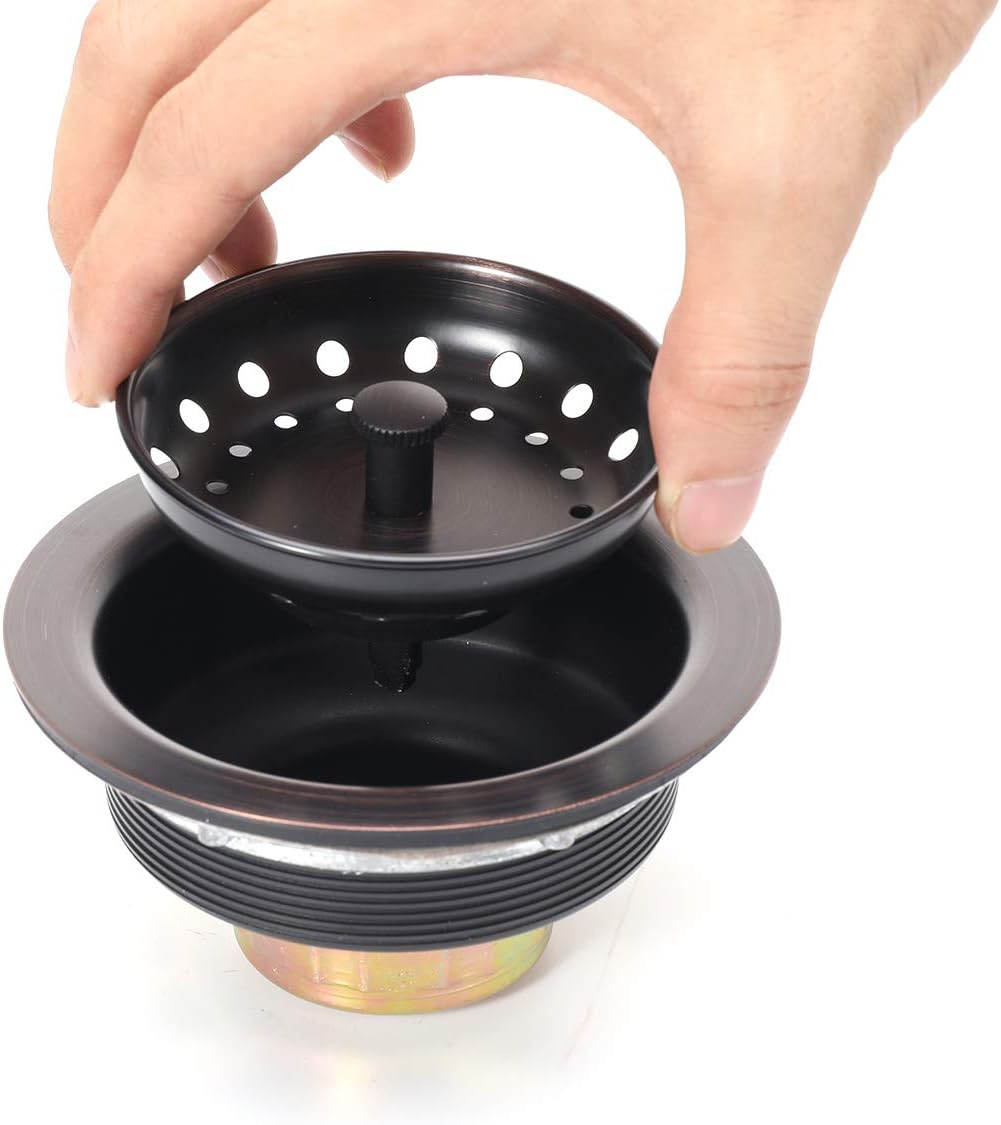 3-1/2 Inch Kitchen Sink Drain Assembly with Strainer Basket/Drain Stopper, All Stainless Steel Sink Drain Kit Durable and Rustproof
