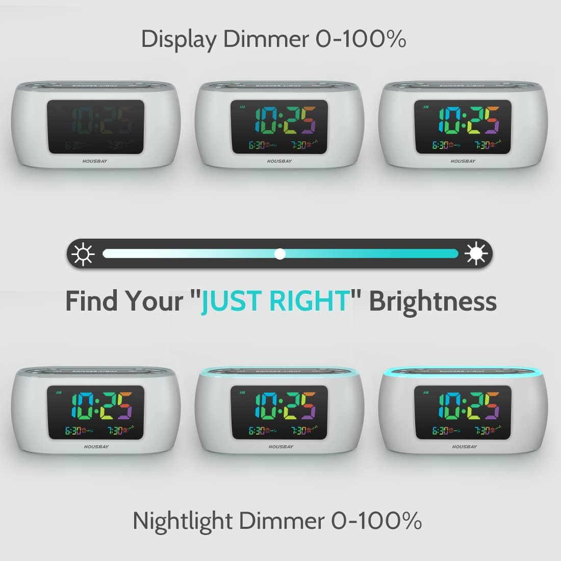 HOUSBAY Digital Alarm Clock Radio for Bedrooms with Night Light | Phone-Free Wake-Up with Dual Alarm, FM Radio for Favorite Stations, Small Radio Clock for Bedside, Battery Backup