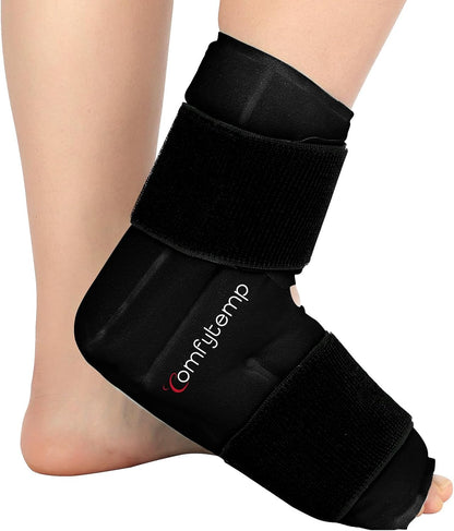 Comfytemp Ankle Foot Ice Pack Wrap for Plantar Fasciitis Relief, FSA Eligible HSA, Ankles Brace for Sprain Pain, Heel Spur, Swelling, Achilles Tendonitis, Hot Cold Gel Ice Pack for Injuries Reusable