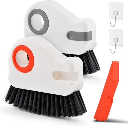 2 in 1 Groove Cleaning Brush, Window Track Cleaning Tools with Hidde n Scraper, Crevice Cleaner Tool for Sliding Door, Window Sill & Seal