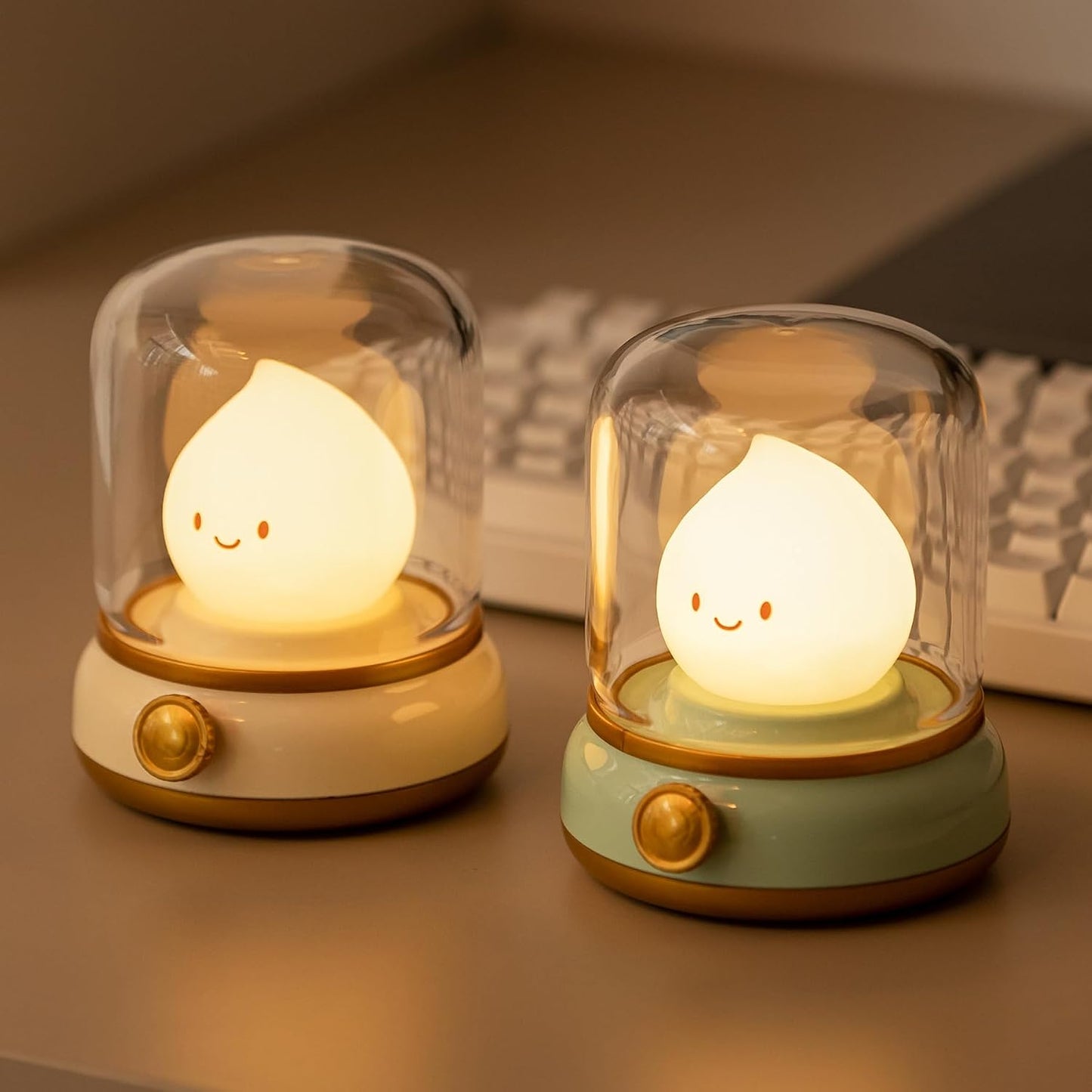 WANIDEA Night Light for Kids, Rechargeable Night Light for Bedroom | Stepless Dimming, Retro Flame, Room Decor, Warm Candlelight, Gifts for Kids, Bedside Lamp With USB-C Charging Cable