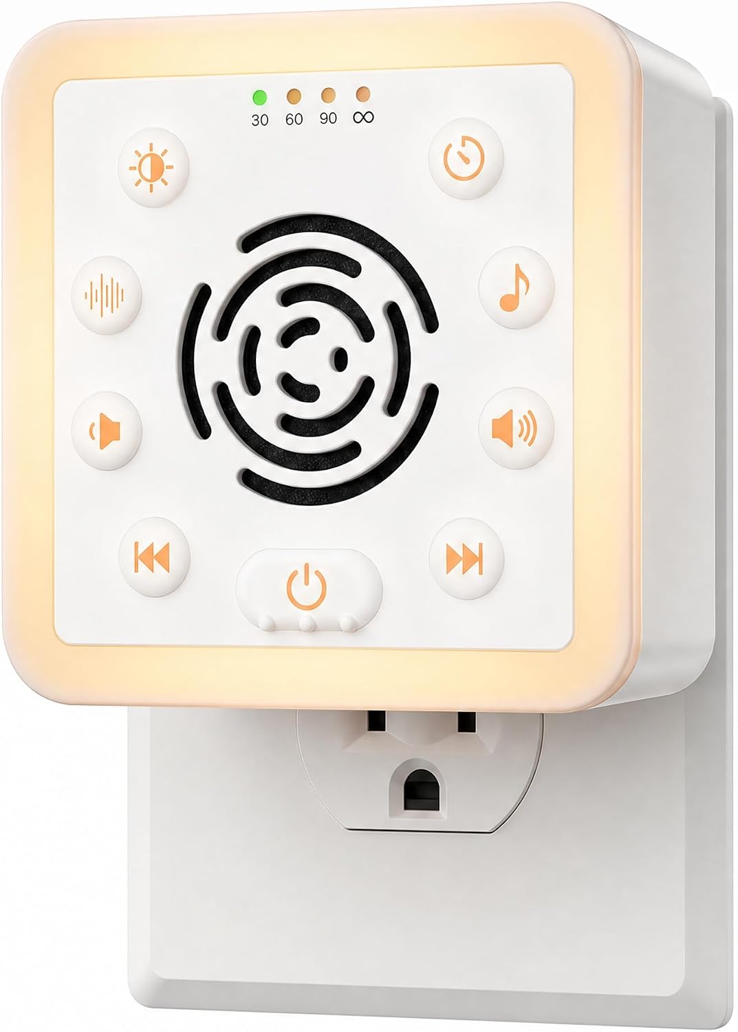 Zarler Wall Plug in White Noise Machine - Always On, No Batteries to Recharge, Noise Masking Sound Machine for Sleep, Office Privacy & Travel, 32 Volume Controls, 30 Soothing Sounds, Night Light