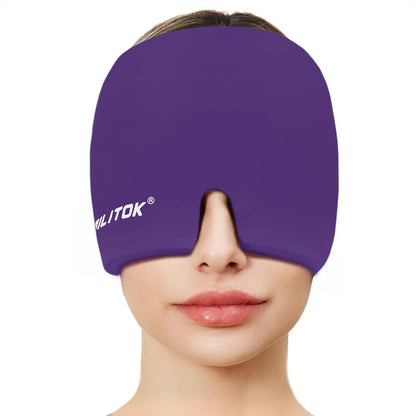 Migraine Headache Relief Cap, Gel Ice Head Wrap, Hot and Cold Therapy, Headache Eyes Mask for Sinus, Puffy Eyes, Tension and Stress Relief (Blue)