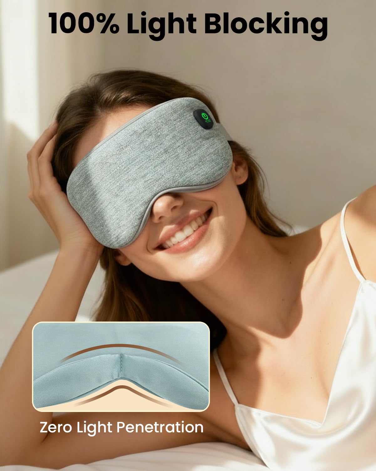 Cordless Heated Eye Mask, Rechargeable Mask with 4 Heat Levels for Dry Eyes | Fast Heating Mask with Washable Covers for Sleep, Travel, MGD, Blepharitis, 1500mAh Large Battery, Purple & Beige