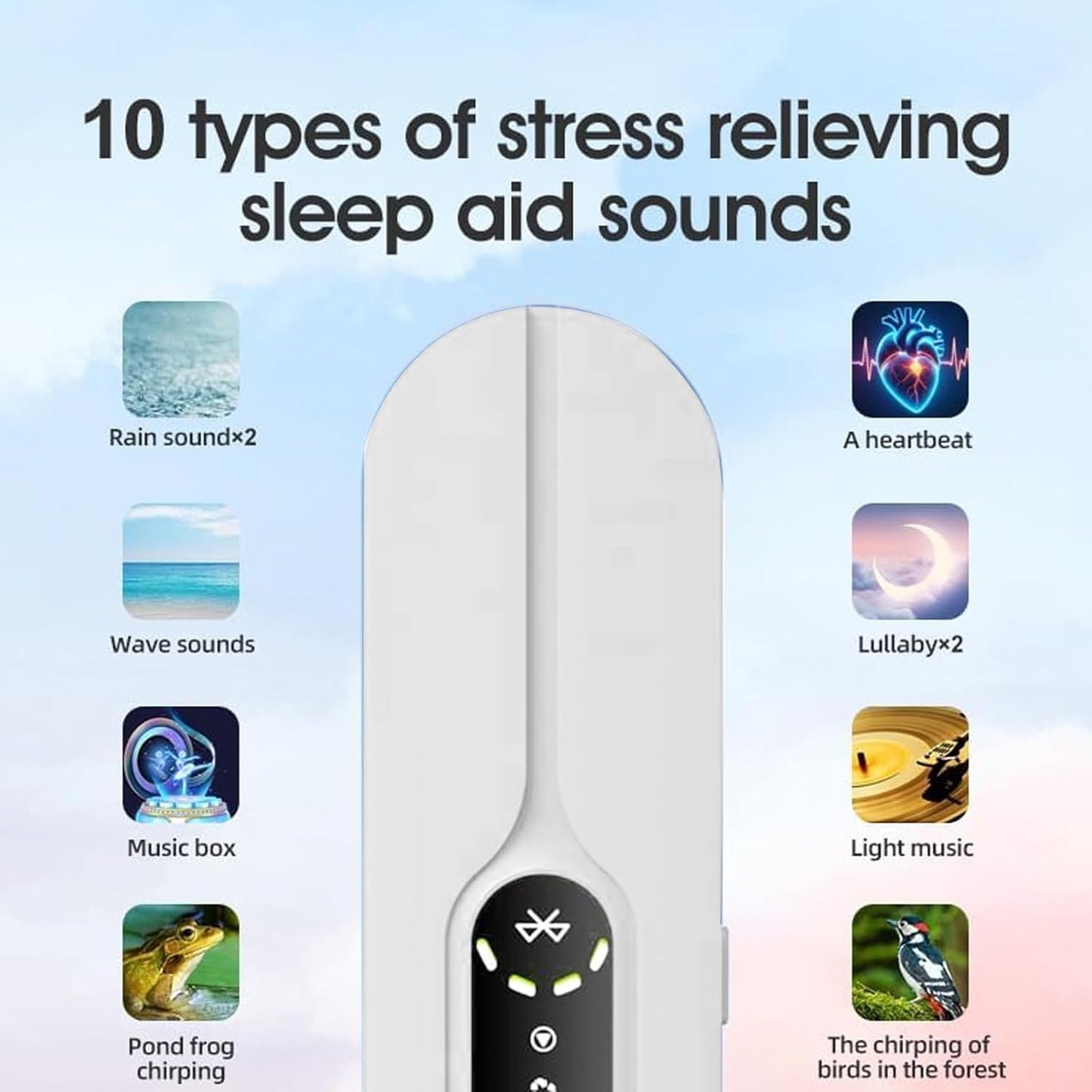 Mini Portable Wireless Under Pillow Speaker for Sleeping (Black) | USB Rechargeable | Bluetooth Connection | Timer Function | Built-in White Noise | TF Card | Travel
