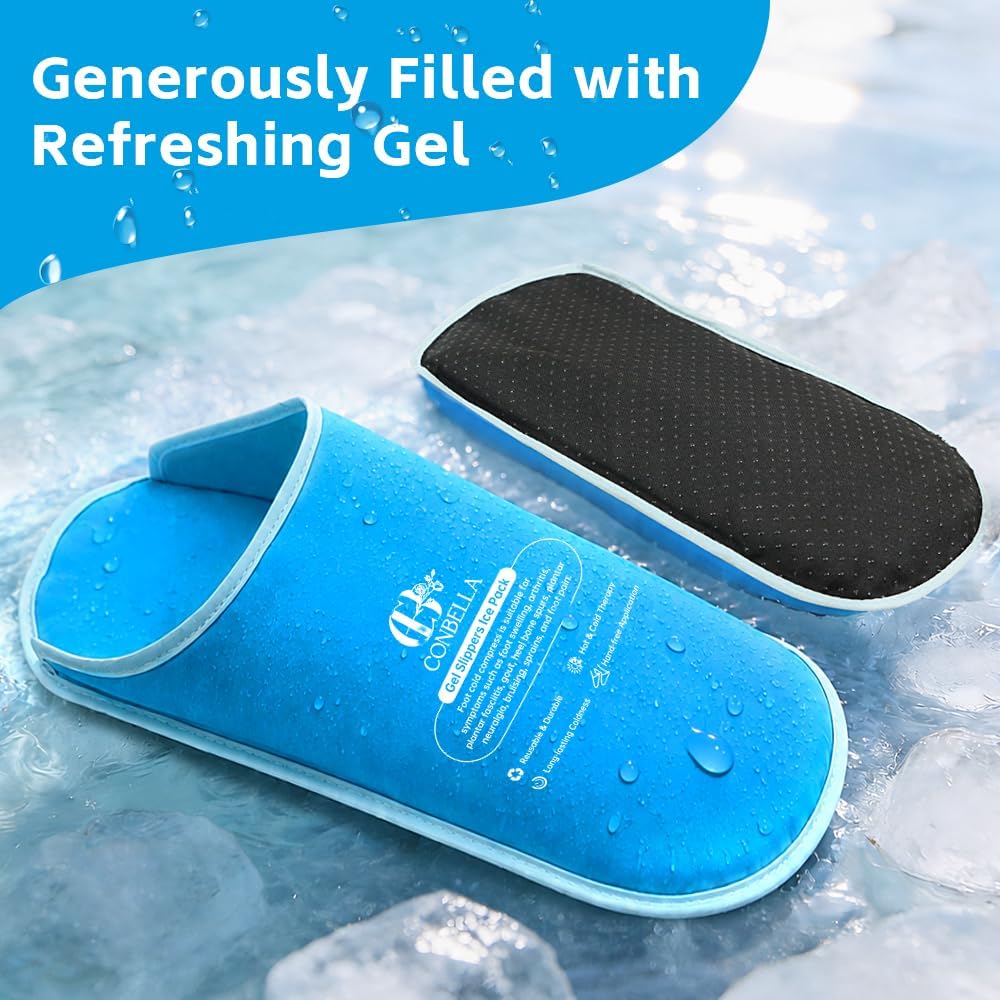 Gel Ice Pack Slippers for Foot Pain Relief, 1 Pair, Blue