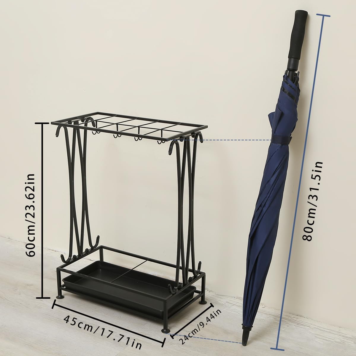 Umbrella Holder, Umbrella Stand Indoor Entryway, Umbrella Holder Outdoor, Umbrella Rack, Metal, Black