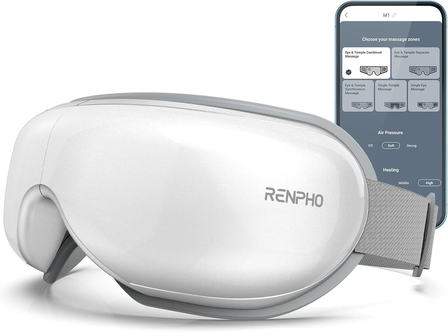 RENPHO Eyeris 1 Eye Massager with Heat, FSA Eligible HSA, Heated Eye Mask for Eye Strain, Dry Eyes & Head Tension, Relaxing Birthday Gifts for Women and Men
