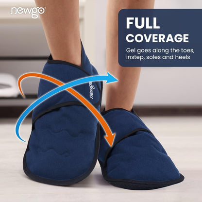 NEWGO Foot Ice Pack Slippers for Foot Heel and Arch Pain Relief, 2 Pack Reusable Gel Cooling Slippers for Plantar Fasciitis, Achilles Tendonitis, Toe Injuries, Heel Spurs