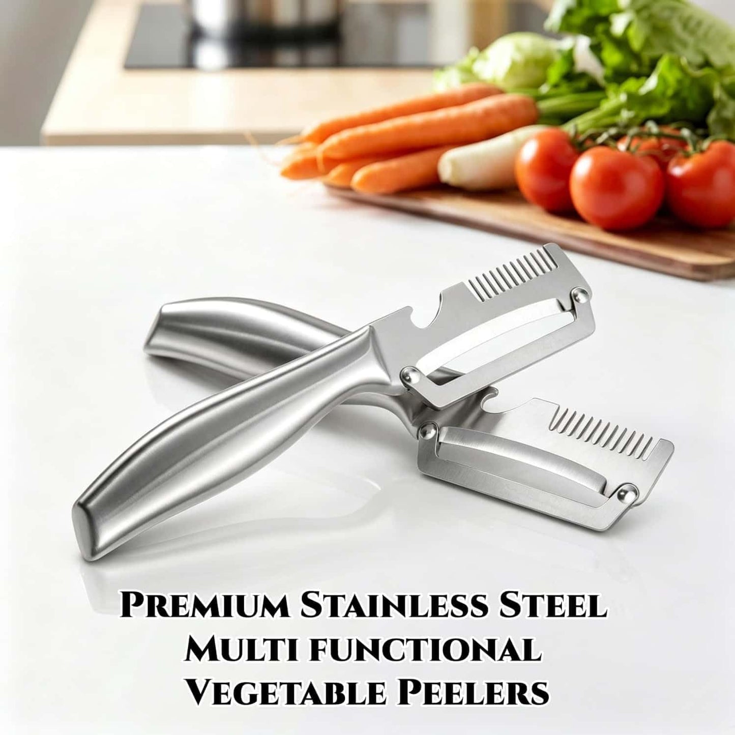 Premium Vegetable Peeler with Wooden Handle and Bottle Opener, Multi-Functional Vegetable Peeler for Fruit Pumpkin Peeling Potato and other vegetables or fruits (1pcs)