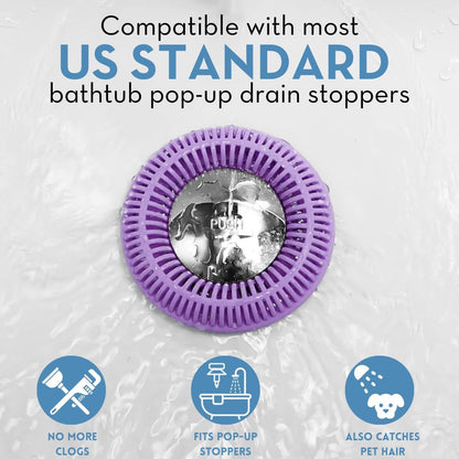 TubRing Pop-Up Drain Protector & Strainer Silicone Hair Catcher, Aqua | Easy snap-in design fits around bathtub stoppers. Customizable utility guard for clog prevention. Fits 1.85"- 2.16" drains.