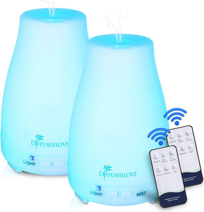 Diffuserlove Essential Oil Diffusers 200ML Remote Control Ultrasonic Mist Humidifiers BPA-Free Aromatherapy Diffuser with 7 Color Lights, Auto Shut-Off for Bedroom Office Kitchen