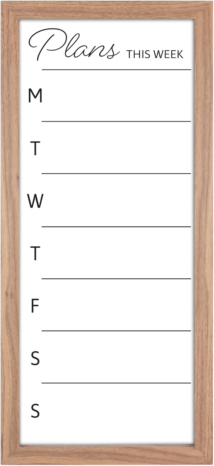 MCS Dry Erase Weekly Meal Planner Black Framed Calander Whiteboard, 11x24 | Dry Erase Weekly Meal Planner Black Framed Calander Whiteboard Frame, 11x24 Inch