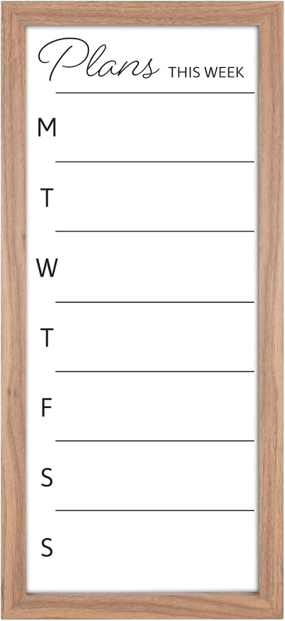 MCS Dry Erase Weekly Meal Planner Black Framed Calander Whiteboard, 11x24 | Dry Erase Weekly Meal Planner Black Framed Calander Whiteboard Frame, 11x24 Inch