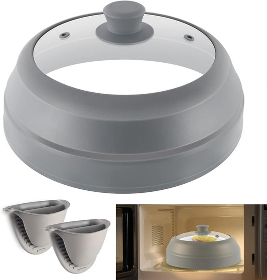 Glass Microwave Cover, BPA Free, 10.5 Inch Foldable Silicone Splash Guard