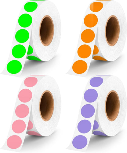 1/2 Inch Round Sticker,4 Rolls 2000Pcs Small Dot Stickers Color-Code Dots | Red+Yellow+Blue+Green 1.3cm Small Stickers Round Color Coding Circle Dots Stickers, Roll Dot Sticker Label for Office Home