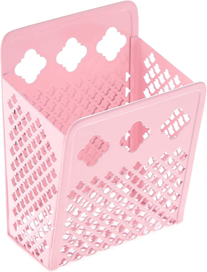 Magnetic Pen Holder, Mesh Metal Strong Magnet Dry Erase Marker Holder Pencil Organizer Small Items Basket for Refrigerator, Whiteboard, Locker Accessories-Pink, Pack of 1, Blush, New-Z008