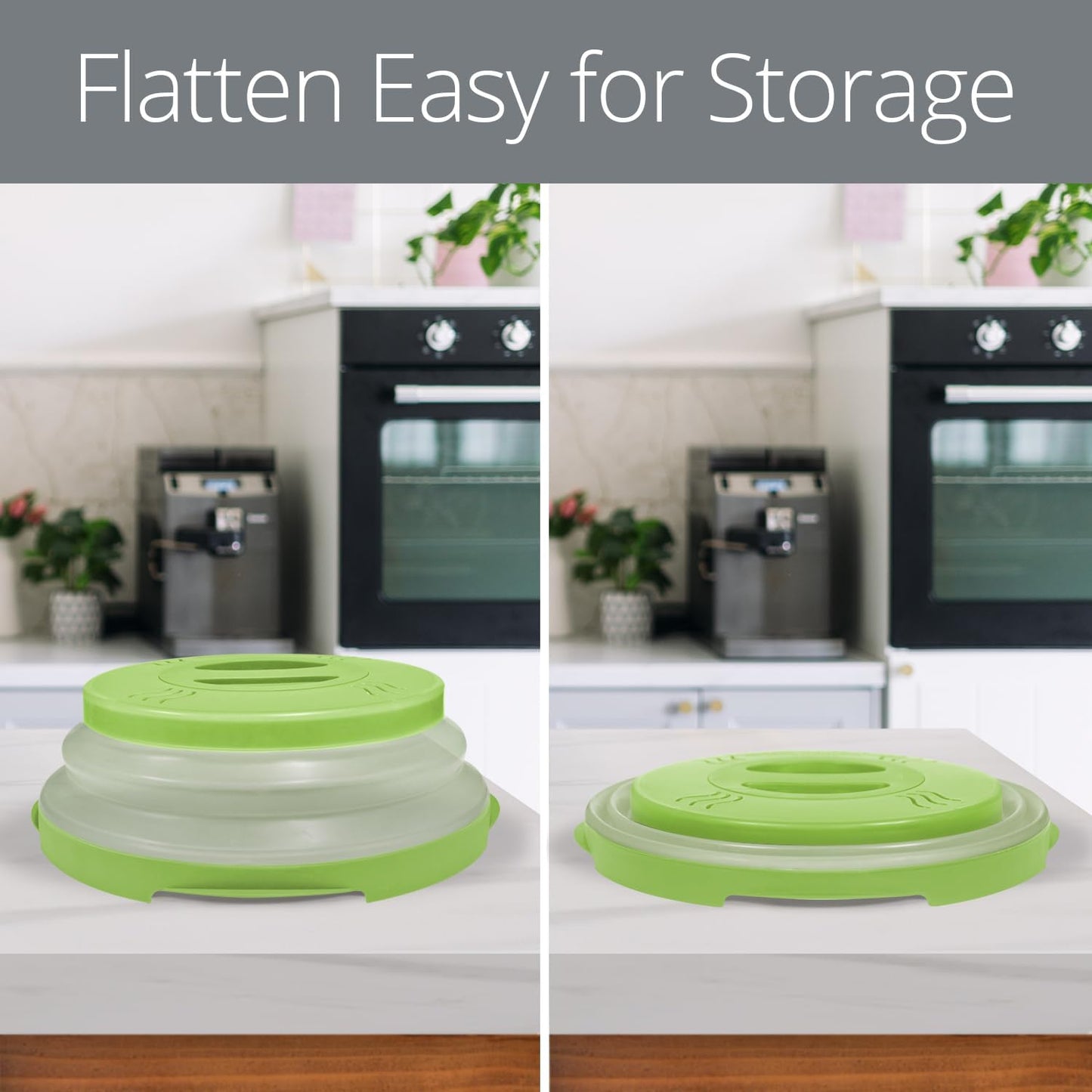 HOVER COVER Magnetic Microwave Splatter Cover - 12-Inch Collapsible - Gray | High Power, Stronger Magnetic Grip, BPA-Free Lid, Vented Plate Guard with Steam Vents, Dishwasher Safe, Space-Saving Storage