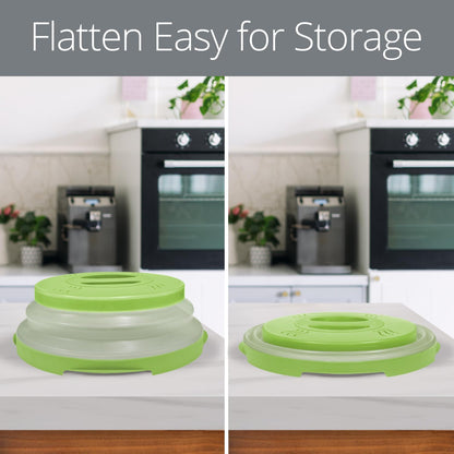 HOVER COVER Magnetic Microwave Splatter Cover - 12-Inch Collapsible - Gray | High Power, Stronger Magnetic Grip, BPA-Free Lid, Vented Plate Guard with Steam Vents, Dishwasher Safe, Space-Saving Storage