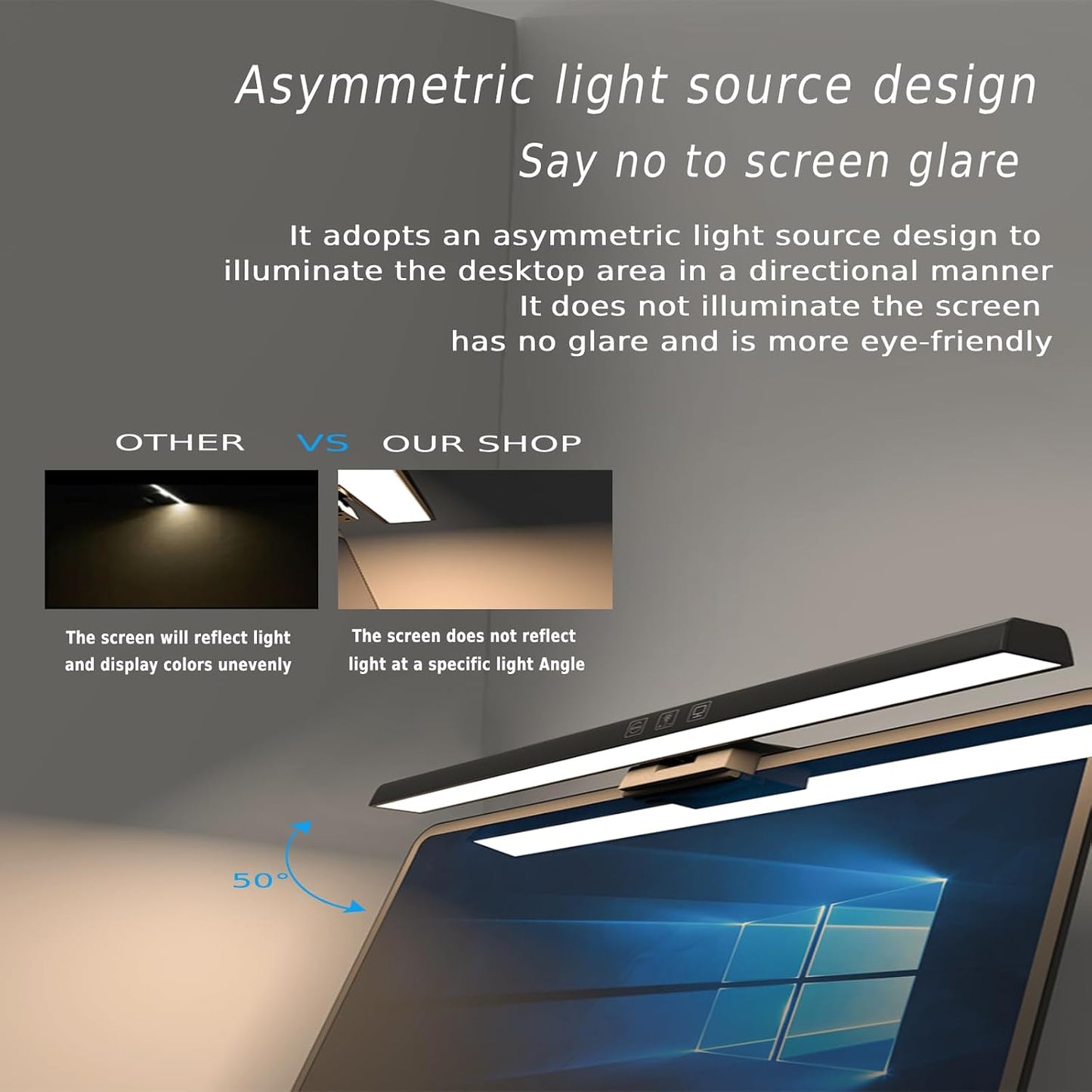 BY-J [2025 Upgraded Version Eye Protection Study Desk Lamp Student Desk Bedside Dressing Table Magnetic Wall-Mounted 42cm Long Cool Light Rechargeable Student Dormitory Children's Reading Light