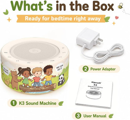 Kipcush White Noise Machine for Baby & Adults, 30 Soothing Sounds, Sleep Sound Machine with 8 Color Night Light, Memory Function, White Noise for Sleeping, Nursery, Office, Travel & Relaxation