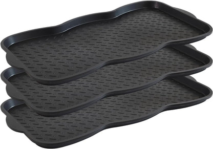 Boot Tray for Entryway, 3 Pack Waterproof Shoe Trays for Indoor Outdoor Use 20"x15" Durable Shoe Mat with Raised Edge, Non-Slip Tray for Boots, Pets, Garden & Muddy Shoes