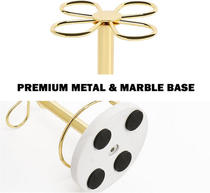 Toothbrush Holder Stand for Bathroom, Metal Toothbrush Organizer with Marble Base, Toothbrush Storage Collection for Family, Suitable for Home Hotel Countertop Vanity (Small, Matte Black)