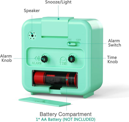AMIR Analog Silent Non Ticking Small Clock, Travel Analog Alarm Clock