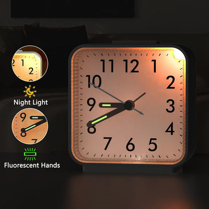 AMIR Analog Silent Non Ticking Small Clock, Travel Analog Alarm Clock