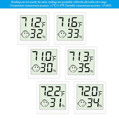 Mini Humidity Meter Hygrometer 6 Pack Room Thermometer Indoor Digital Temperature and Humidity Monitor (Black)