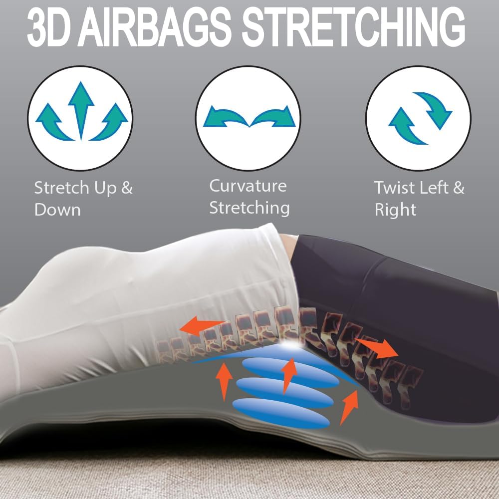 Full Body Stretching Massage Mat with Airbags. 3D Lumbar Traction - Neck, Back, Waist, Hip Relaxation & Pain Relief. Back Massager Pad, Foldable & Portable.