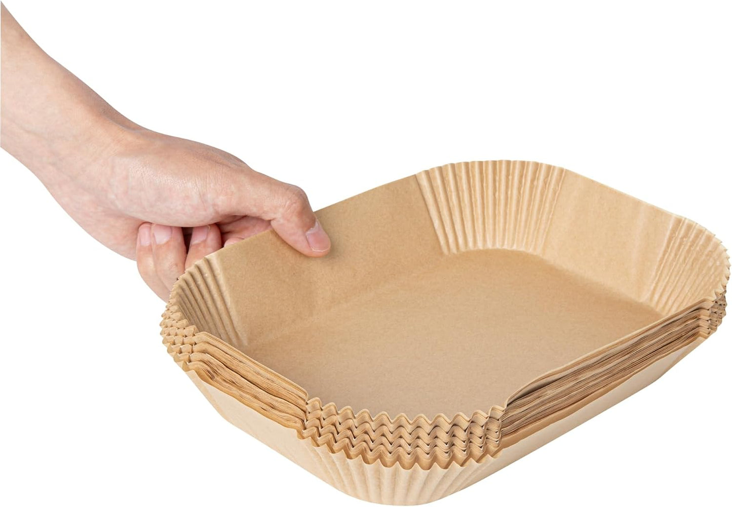 Restaurantware-Pastry Tek 8.1 x 5.5 x 1.8 Inch Air Fryer Liners, 100 Rectangle Air Fryer Baskets - No-Stick Silicone Coating, Unbleached, Food-Grade Paper Liners, For Steamer, Microwave, Oven