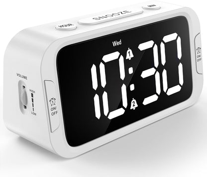 Odokee Digital Dual Alarm Clock for Bedroom with 0-100% Dimmable Display | Easy to Set Alarm Clock with Weekday/Weekend Mode - Loud Alarm for Heavy Sleepers with 5 Sounds Adjustable Volume - Blue
