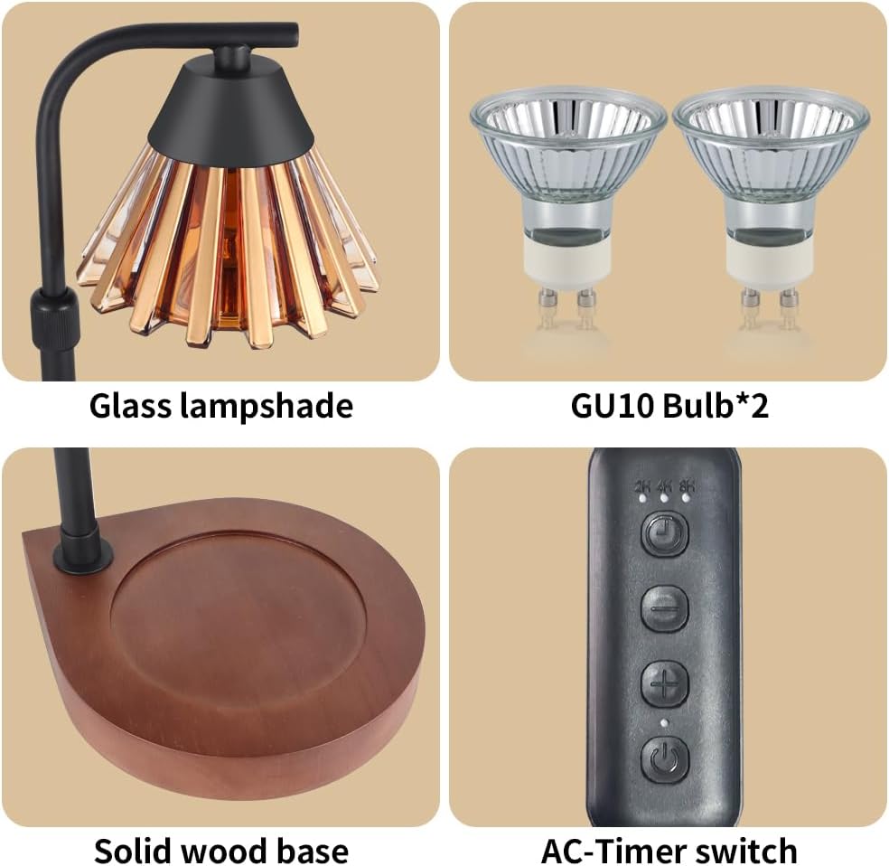 Dimmable Candle Warmer Lamp with Timer Adjustable Height for Scented Jar Candles Electric Candle Wax Melt Warmer for Home Decor Christmas Birthday Gifts for Women Mom(Hummingbird)