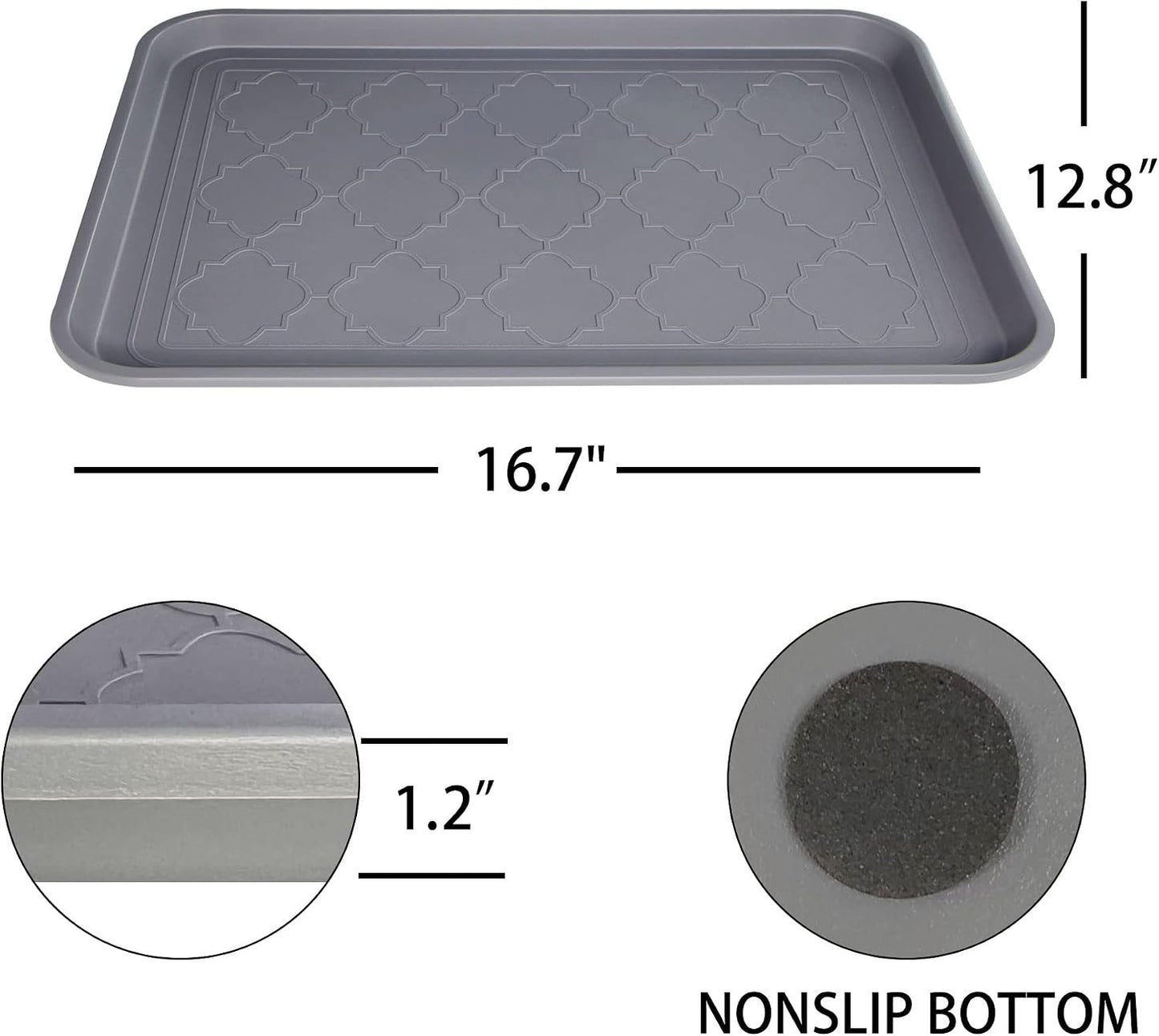 WATANIYA PET Boot Tray for Entryway Indoor, Heavy Duty Shoe Mat Tray 2 Packs, 16.7"x12.8" Waterproof Shoes Trays with Raised Edge, Outdoor Multi-Purpose Mats for Boots, Garden, Pets