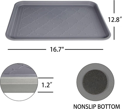 WATANIYA PET Boot Tray for Entryway Indoor, Heavy Duty Shoe Mat Tray 2 Packs, 16.7"x12.8" Waterproof Shoes Trays with Raised Edge, Outdoor Multi-Purpose Mats for Boots, Garden, Pets