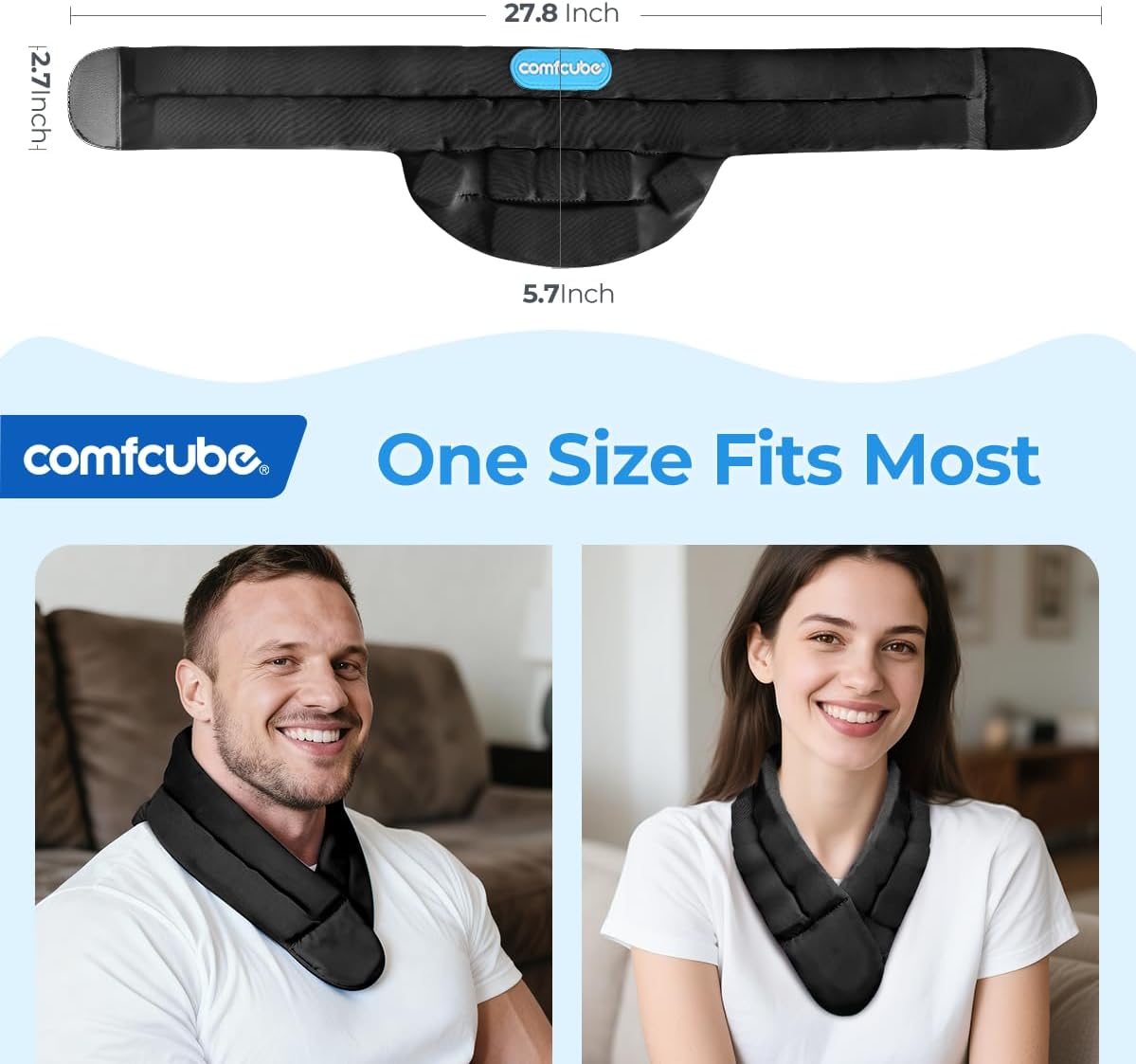 Comfcube Neck Ice Pack Wrap for 2 Hours of Cool Relief | Soft, flexible gel wrap; ideal for neck pain, hot flashes & post-surgery recovery.