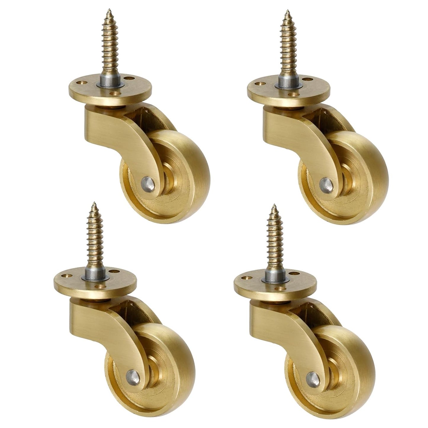 Semetall 4PCS Swivel Caster Wheels Square Cup Furniture Castors (Bronze) | 150kg Load Capacity, with Screws for Piano Feet, Sofa, Table, 1.02 Inch (26mm) Wheels