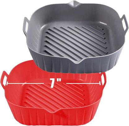 Golden Associate Silicone Liners Square for 8 to 8.5 inch Air Fryer, 2 Pcs Non-stick Food-grade Reusable Basket Baking Tray Airfryer Accessories