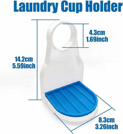 [2-Pack] Laundry Detergent Cup Holder with Drip Tray – No-Mess Detergent Catcher, Leak-Proof & Anti-Slip Design, Fits Most Laundry Detergent Bottles, Keeps Laundry Room Clean & Organized, White