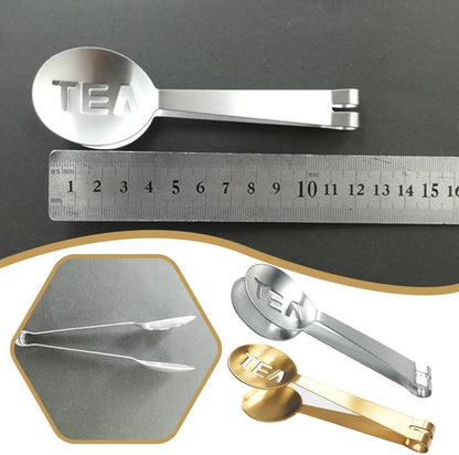 Tea Bag Squeezer Tongs,Tea Bag Squeezer,Tea Tongs,Stainless Steel Tea Tongs,Round Tea Filter Clamp,Tea Bag Strainer Clip Tea Bag Holder for Gripping Tea Strainer Spoon for Ice Sugar Cubes Bar (Gold)