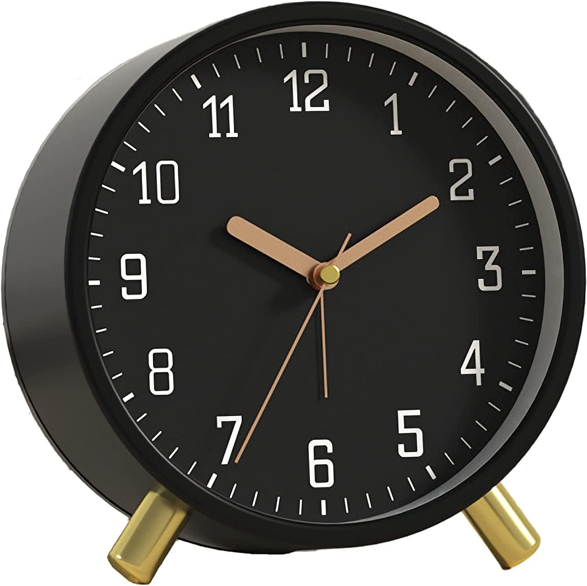SHISEDECO Small Analog Alarm Clock, Battery Operated Desk Clock, White