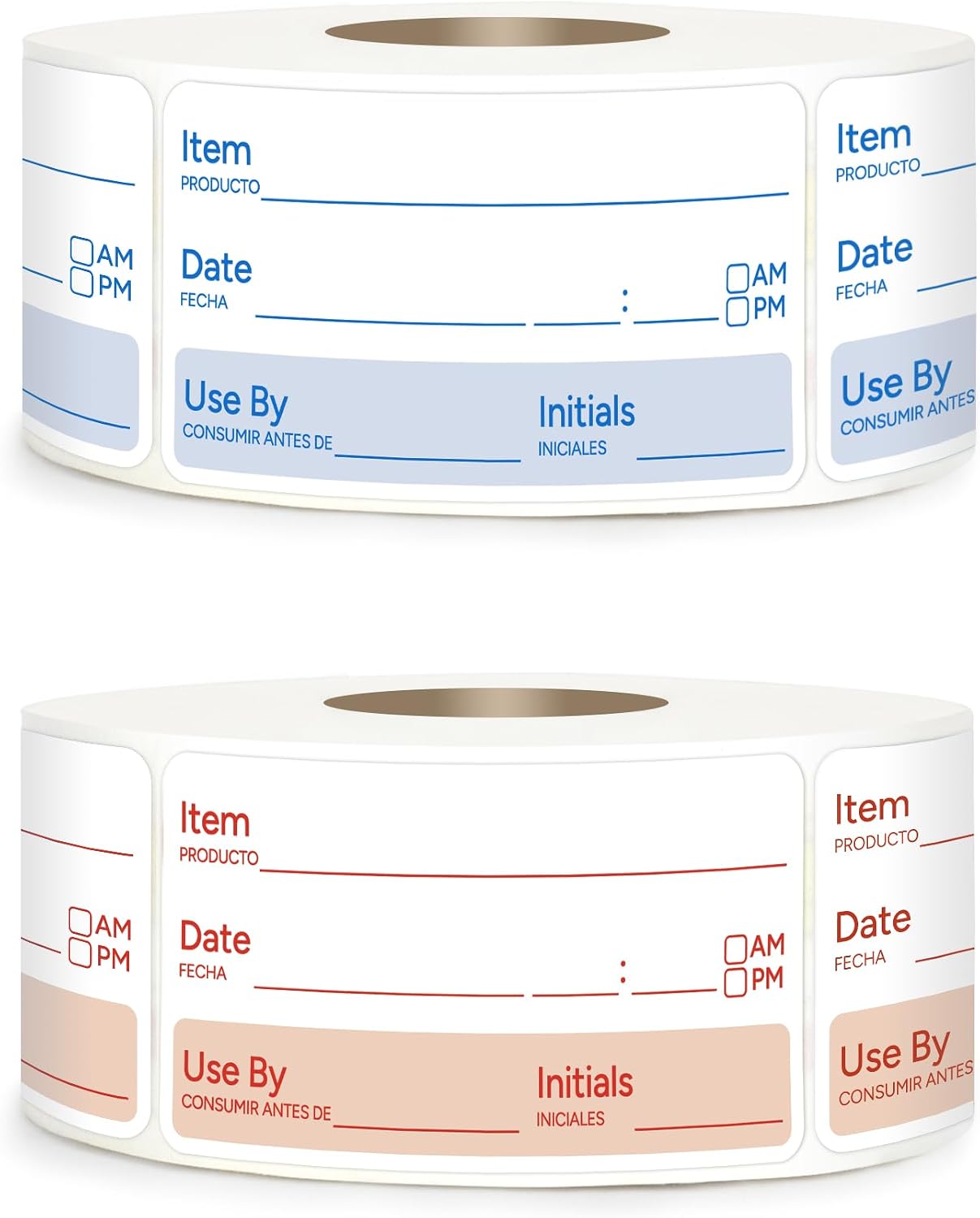 2 Rolls 1000 Pcs 1 X 2 inch Removable Food Date Sticker Labels, Easy to Write for Freezer, Refrigerator Food Containers Date Sticker, Leftover Labels (Blue-Red-US)