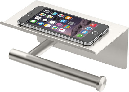 Gatco 1420 Latitude II Toilet Paper Holder with Shelf, Wall Mounted Bathroom Tissue Holder, Chrome