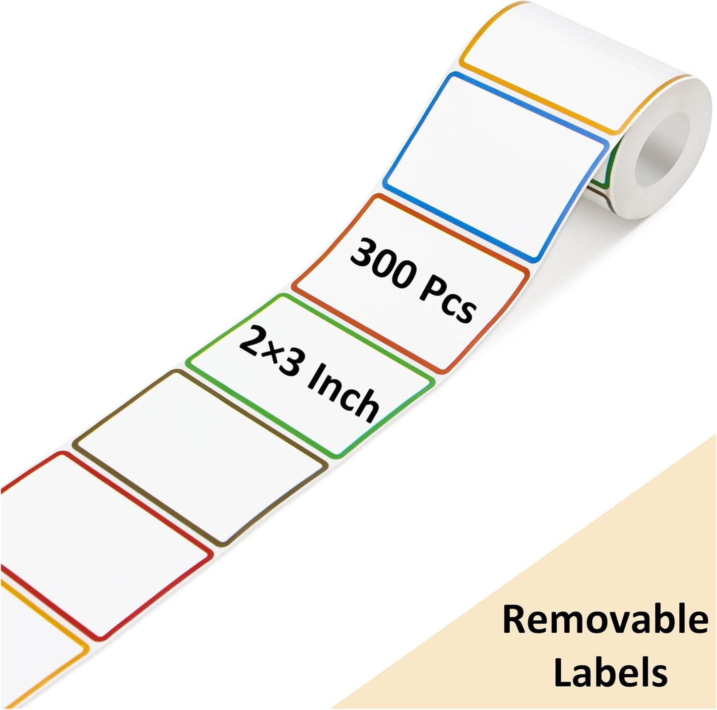 300 Pcs 2×3 Inch Blank Removable Freezer Labels, Waterproof, Oil & Tear Resistant, No Residue Writable Stickers for Food Containers, Jars, Pantry and Meal Prep (Bright)