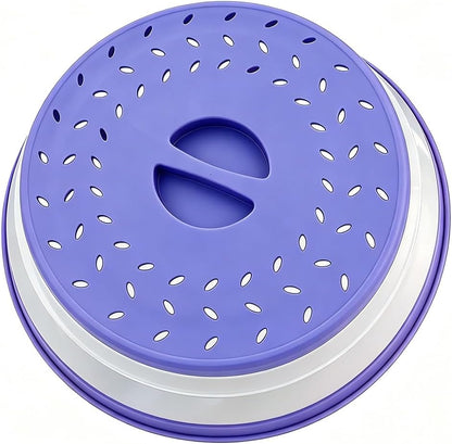 Collapsible Microwave Splatter Cover (12.4 IN,black) | Microwave Plate Cover With Steam Vent
