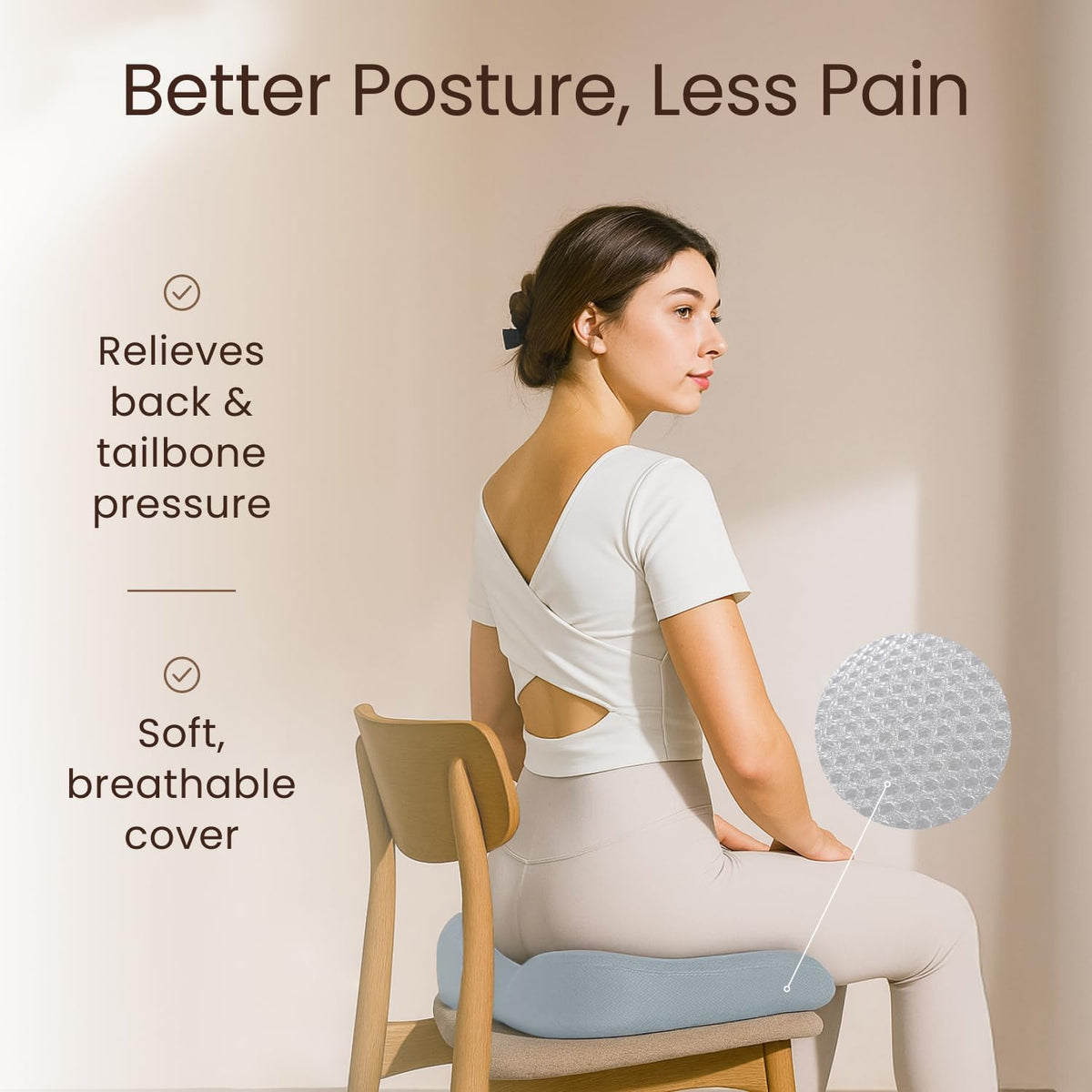 Sleepavo Office Chair Cushion, Seat Cushion for Tailbone Pain Relief Butt