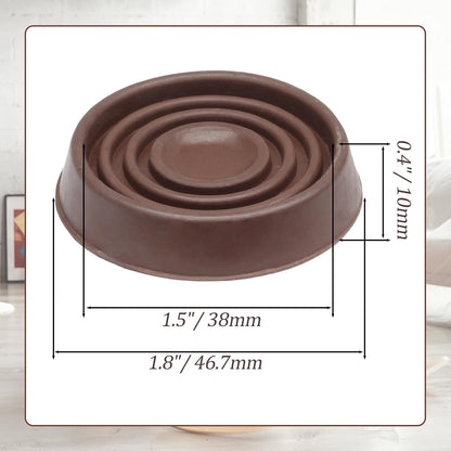 Hordion 4PCS 1-3/4" Furniture Caster Cups, Round Rubber Furniture Pad Brown | Non-Slip Floor Protector for Couch Table Chair Cabinet
