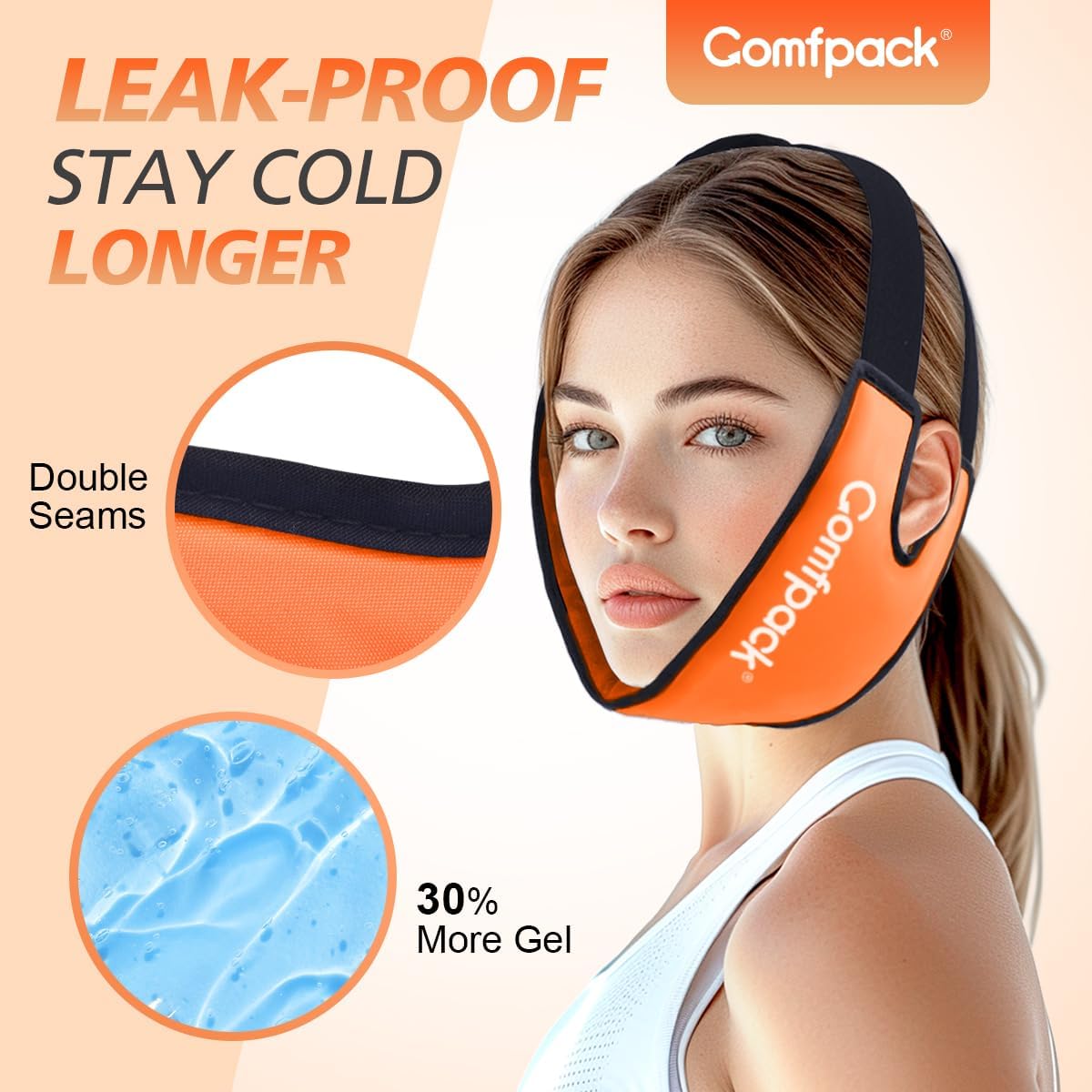 Comfpack Wisdom Teeth Ice Pack Head Wrap,Soft Double Side Jaw Face Ice Pack | Extra Large Jaw & Chin Ice Pack, Reusable Gel Hot Cold Therapy for TMJ, Oral Surgery, Face Swelling, Tonsillectomy Recovery