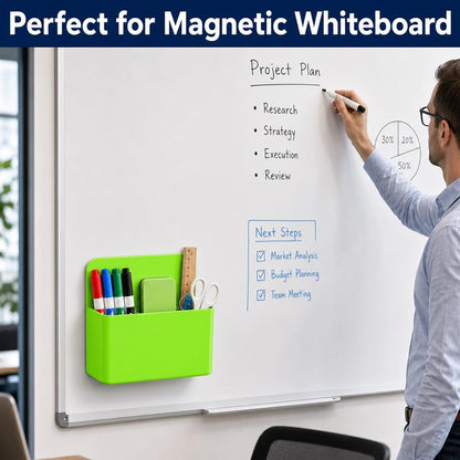 Magnetic Pencil Pen Holder, 2 PCS Magnetic Dry Erase Marker Holder for Whiteboard, Black White Magnet Storage Pencil Cup Case Fridge Organizers Locker Accessories for Office School Teacher Must Haves